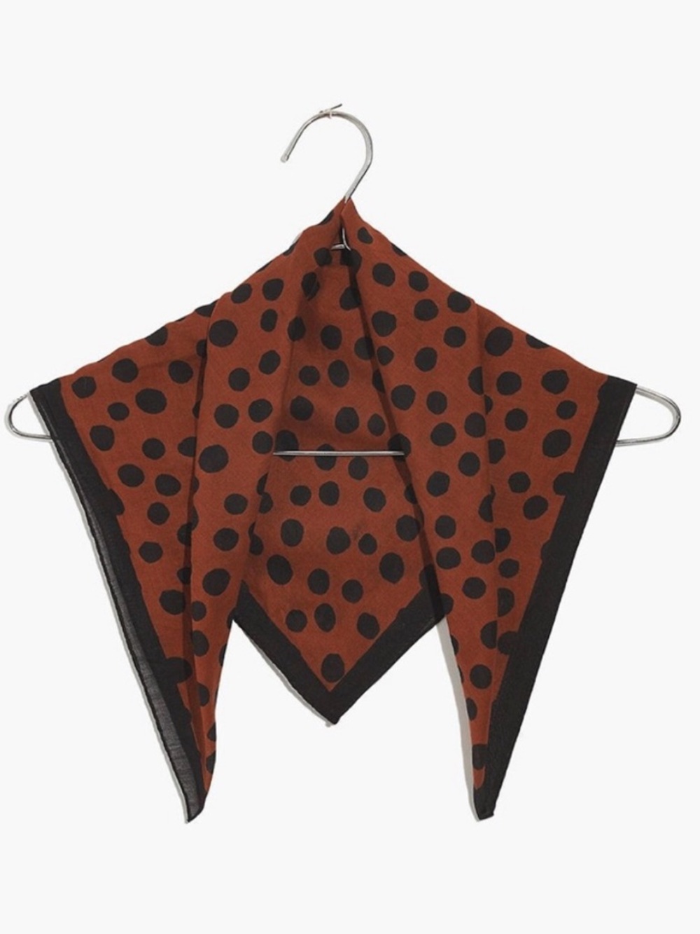 Madewell Brown & Black Dot Print Square Bandana / Scarf